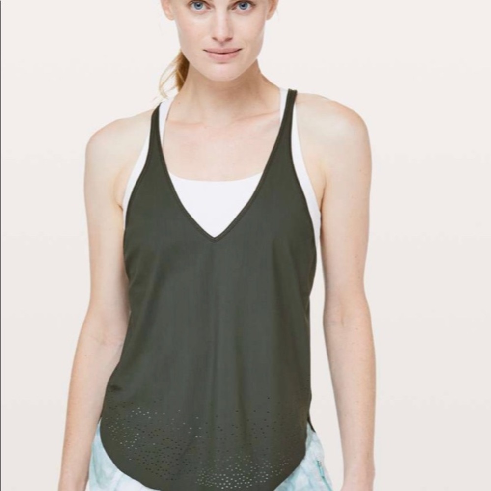 Lululemon Set Free Run Tank Camo Green 4 - image 2